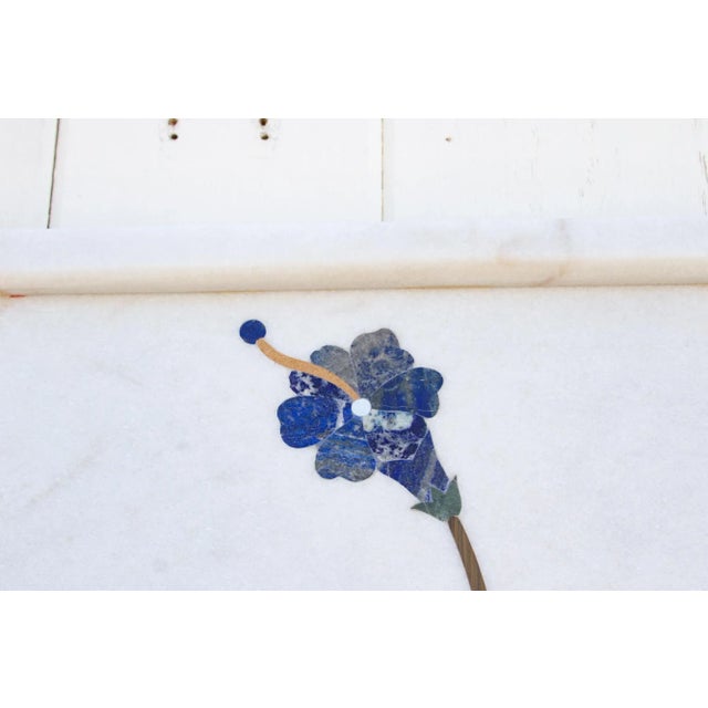 Precious Botanical Inlay Marble Panel For Sale - Image 10 of 13