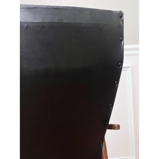 Wood Milo Baughman Style Rocking Chair in Black Faux Leather, 1960s For Sale - Image 7 of 12