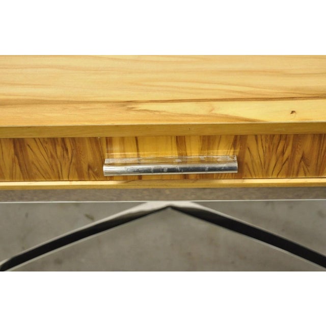 Metal Century Furniture Modern Chrome and Zebra Wood Metal Base Desk Table 849-761 For Sale - Image 7 of 12