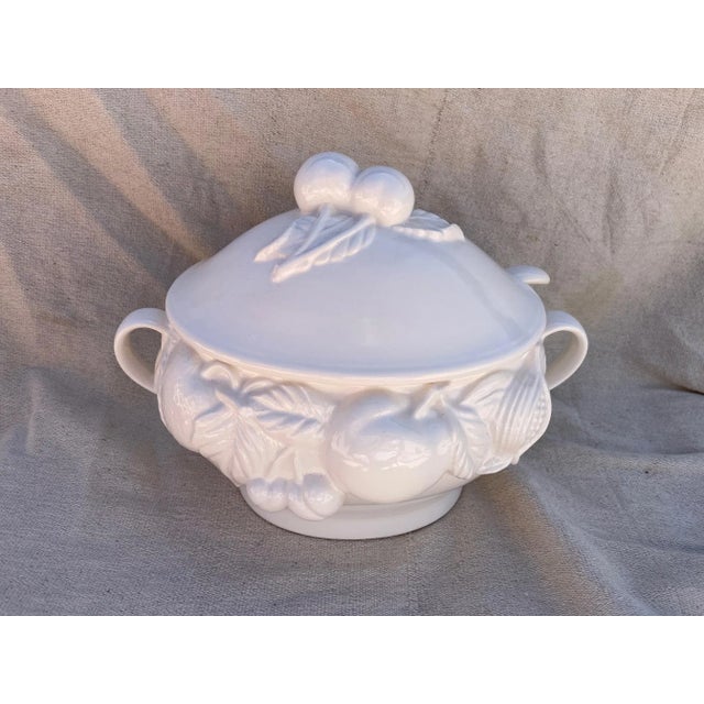 Rustic European Vintage White Italian Soup Tureen W/Ladle For Sale - Image 3 of 7