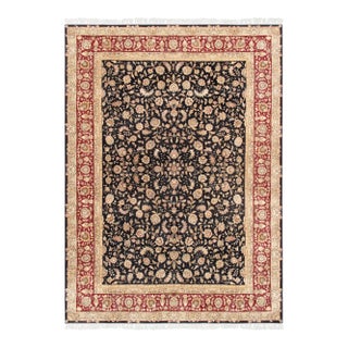 Pasargad Home Tabriz Navy Silk & Wool Area Rug, 9' 0'' X 12' 0'' For Sale