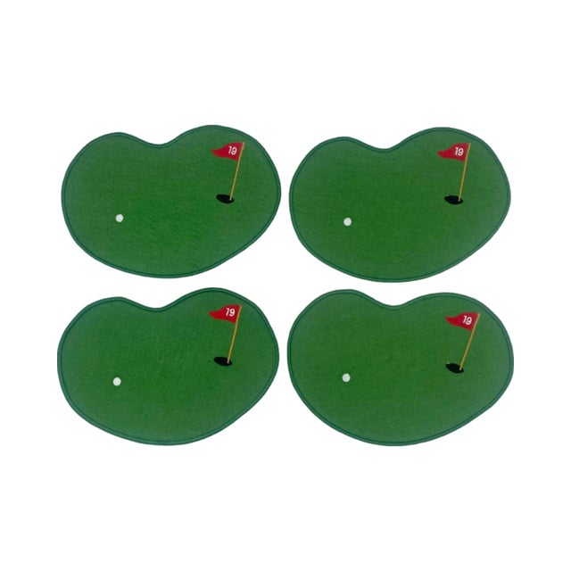 19th Hole Putting Green Linen Cocktail Golf Napkins - Set of 4 For Sale - Image 9 of 9