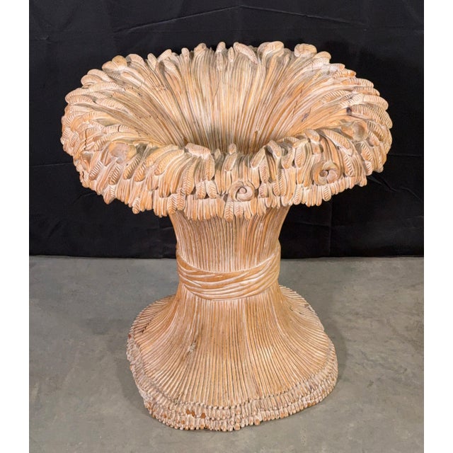 This sculptural dining table base by Chelini of Florence is carved in the form of a bound wheat sheaf, with tightly...