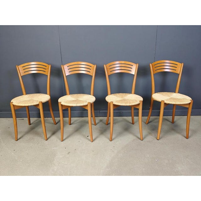 Vintage Italian Bistro and Papercord Dining Chairs, 1980s, Set of 4 For Sale - Image 11 of 13
