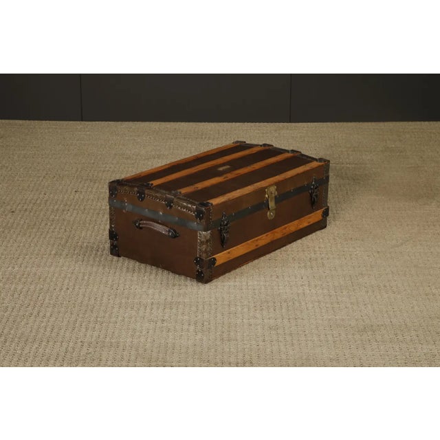 Restored Crouch & Fitzgerald Leather Trunk, C 1920s, Signed For Sale - Image 9 of 18