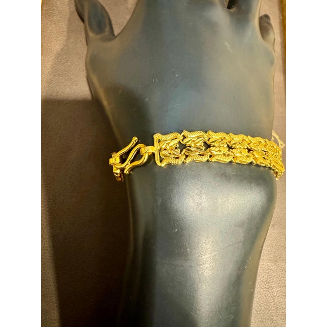 Multi Link 24 Karat Pure Yellow Gold Solid Bracelet, 15.4 Gm, Unisex , 7 INCH For Sale - Image 4 of 18
