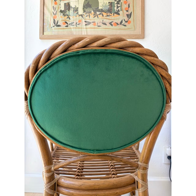 Vintage McGuire San Francisco Twisted Rattan Armchair in Emerald Green For Sale - Image 10 of 12