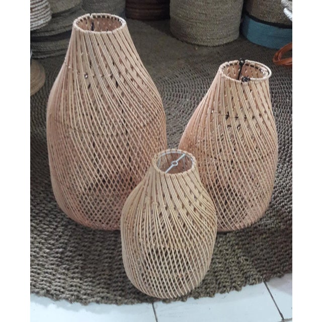 Raw Rattan Bottle Pendant Light Medium For Sale In Los Angeles - Image 6 of 10