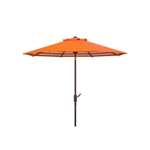 Not Yet Made - Made To Order Athens Inside Out Striped 9ft Crank Outdoor Auto Tilt Umbrella - Orange For Sale - Image 5 of 5