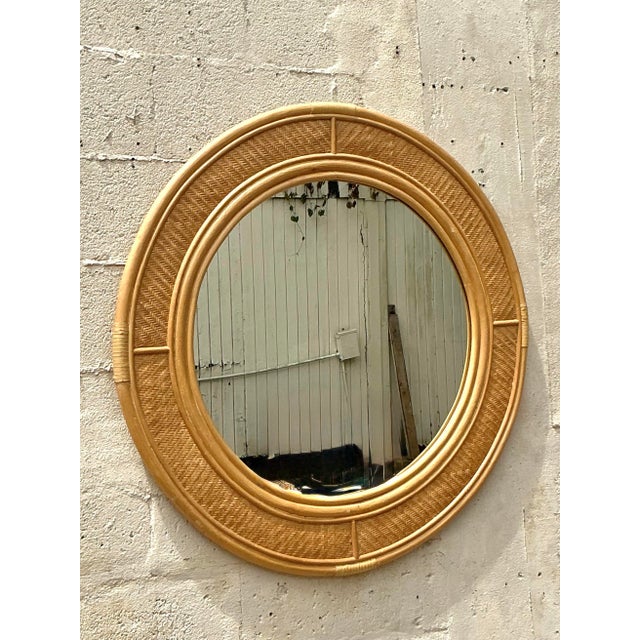 Vintage Coastal Woven Rattan Mirror For Sale - Image 10 of 10