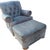 2000 - 2009 A Stunning Bluish-Grey Distressed Lake Hickory Collection Leather Chair & Ottoman. For Sale - Image 5 of 9