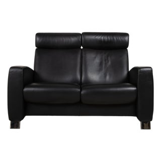 Arion Leather Two-Seater Black Manual Function Sofa from Stressless For Sale