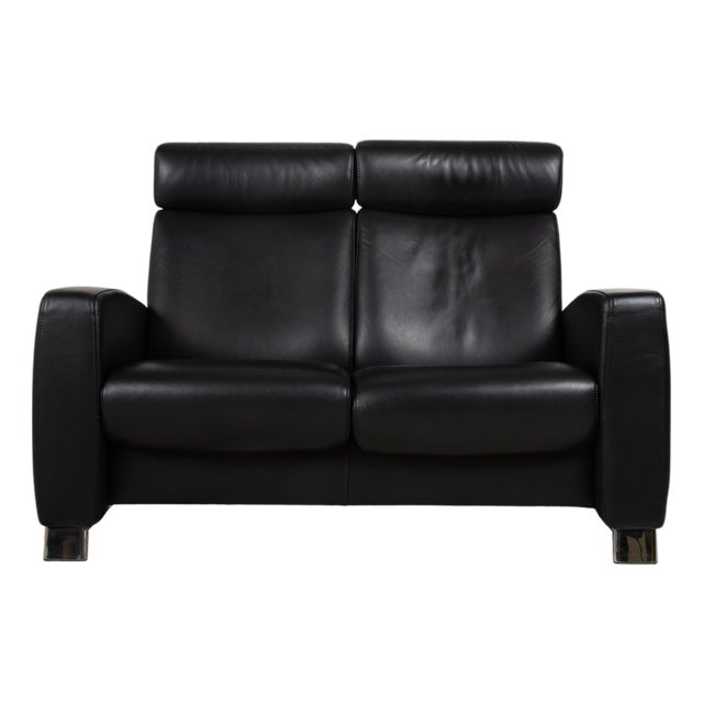 Arion Leather Two-Seater Black Manual Function Sofa from Stressless For Sale