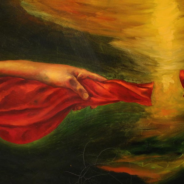 Italian Artist, Expressionist Subject, 1988, Round Oil on Canvas For Sale - Image 10 of 14