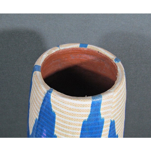 Tall Modern Geometric Patterned Clay Vase For Sale - Image 9 of 10