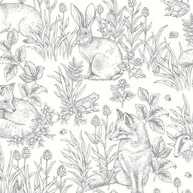 Sample - Borastapeter Forest Friends Wallpaper in Ivory For Sale
