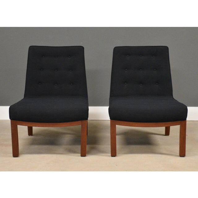 1950s Edward Wormley for Dunbar Black Walnut Slipper Lounge Chairs - A Pair For Sale In Boston - Image 6 of 10