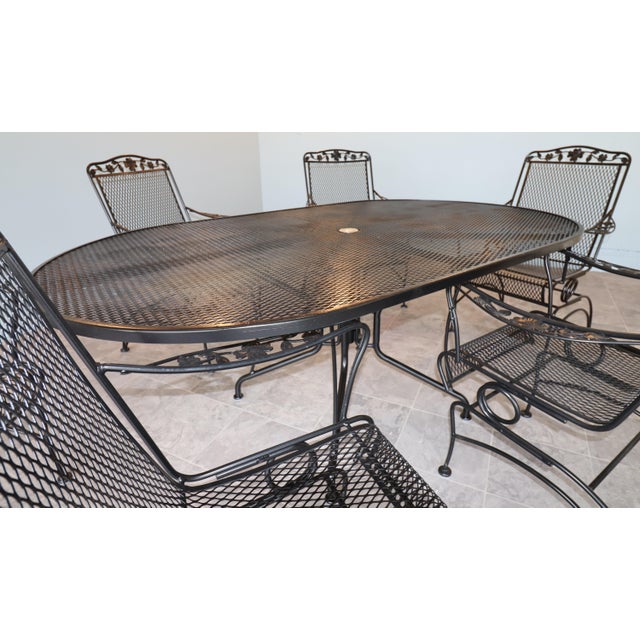 Mid 20th Century Vintage Russel Woodard "Primrose" Wrought Iron Family Patio, 7 Pieces For Sale - Image 5 of 18
