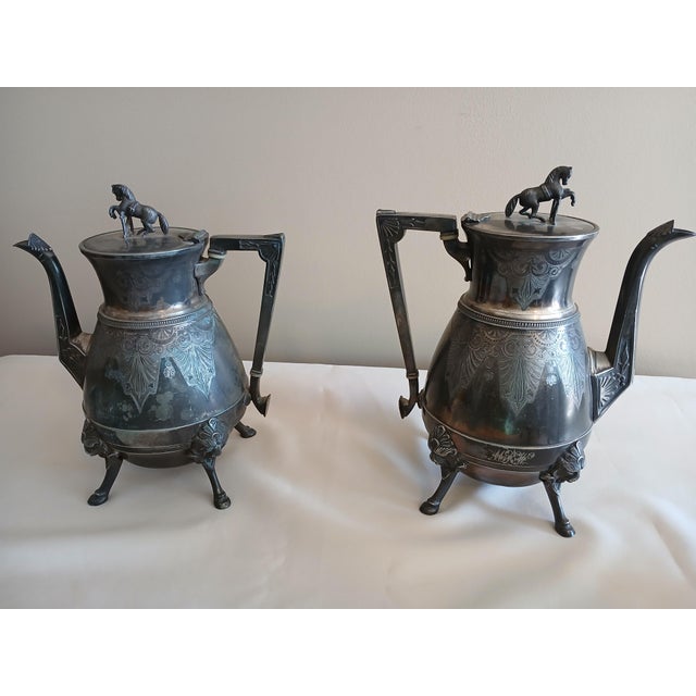 Silver Late 19th Century Webster Silver Plate Coffee/Tea Service With Horse Finials - 7 pcs For Sale - Image 8 of 18