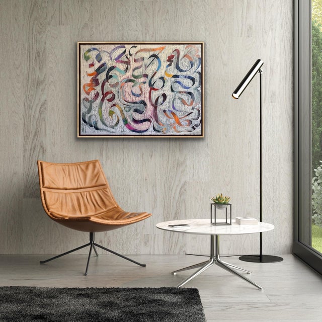 Abstract Original Abstract Painting Titled “Feted” by Pamela Harmon, Framed For Sale - Image 3 of 10