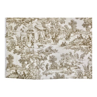 Laura Ashley French Toile De Jouy Linen in Sepia Tan by the Yard For Sale