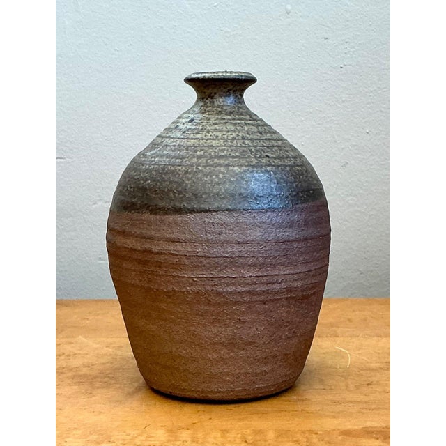 Vintage Textured Studio Pottery Vase For Sale - Image 4 of 16