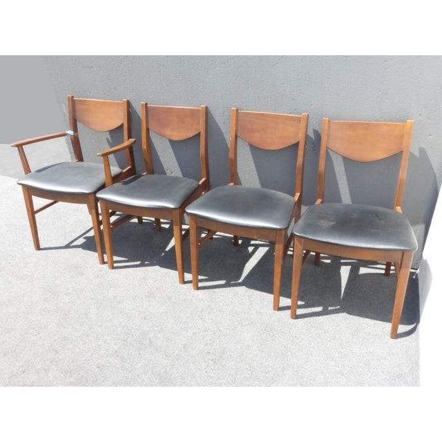 Vintage Mid Century Modern Black Vinyl Dining Room Chairs by Stanley