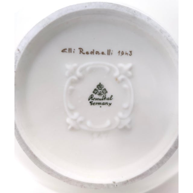Ivory Ceramic Vase with Brown Floral Details from Rosenthal, Italy, 1943 For Sale - Image 16 of 17