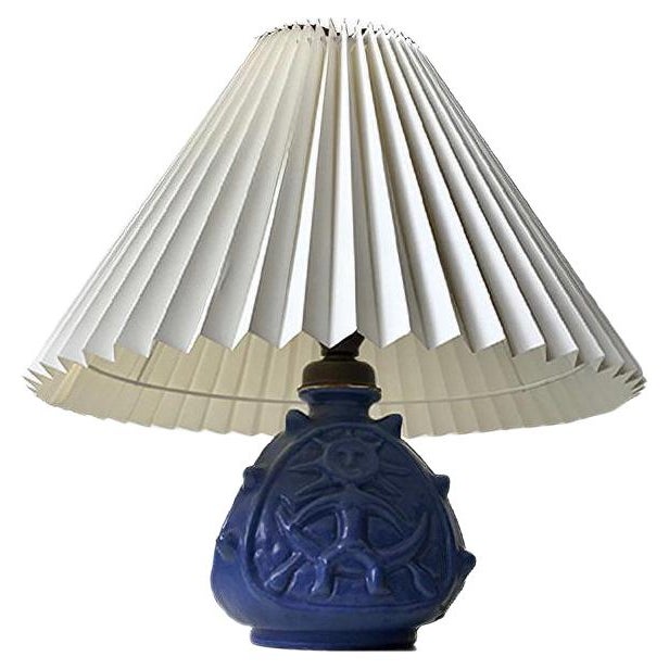 Spiky Blue Ceramic Table Lamp with Troll by Lauritz Hjorth, 1940s For Sale - Image 13 of 13