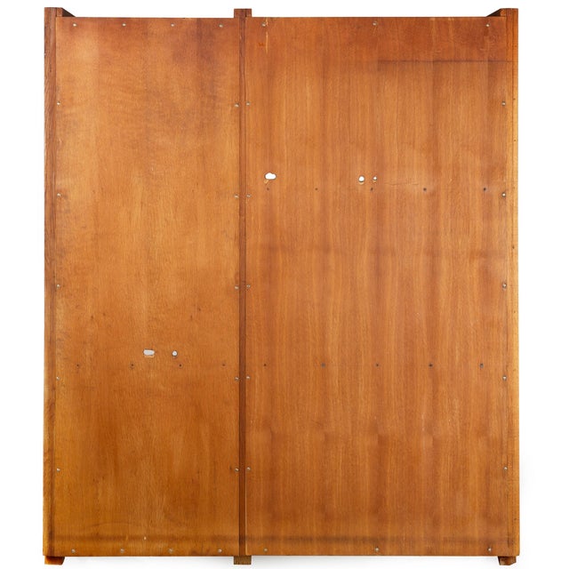Wood Guillerme Et Chambron Oak Secretary Desk Bookcase, France Circa 1960 For Sale - Image 7 of 16