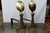 Early 18th Century Early to Mid 18th Century Brass Fire Dogs Andirons With Disc Finial a Pair For Sale - Image 5 of 6