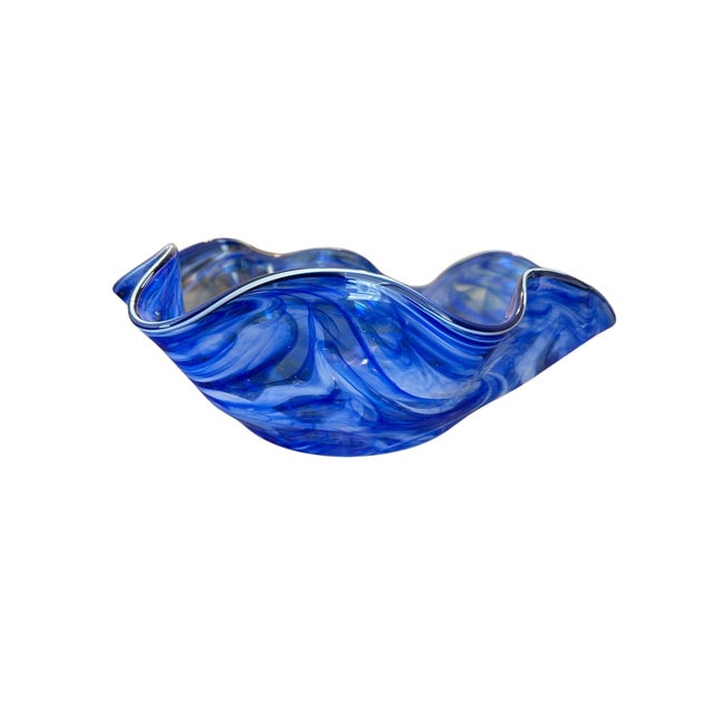 Mid-Century Modern Vintage Murano Style Hand-Blown Art Glass Bowl For Sale - Image 3 of 3
