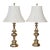 Pair of Tall Brass Table Lamps With Ivory Bell Shades – Hollywood Regency Style For Sale