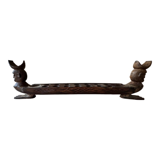 Antique Carved Congkak Mancala Sculpture For Sale
