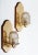 Vintage pair brass indoor nautical style wall sconces on wooden backplates. These lights have frosted glasses, protective...