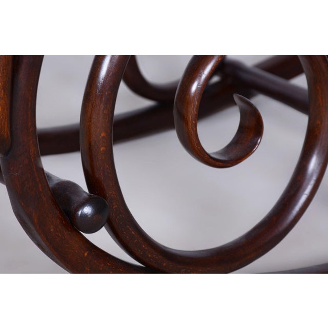 Art Deco Beech & Rattan Rocking Chair attributed to Thonet, Czech, 1890s For Sale - Image 10 of 16