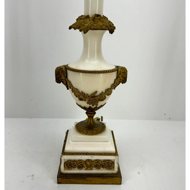 French Small 19th Century Marble Gilt Bronze Table Lamp For Sale - Image 3 of 12