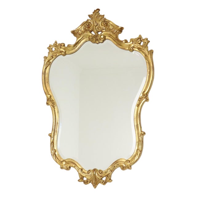 Rococo Large Baroque Crested Mirror in Gold Leaf from Deknudt, 1950s For Sale - Image 3 of 18