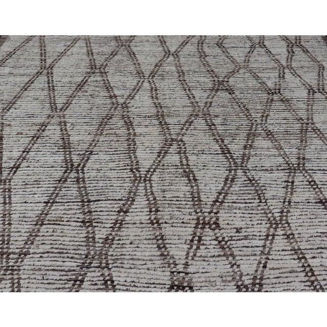 Cream Tribal Moroccan Rug by Keivan Woven Arts With Intricate Diamond Pattern For Sale - Image 8 of 12