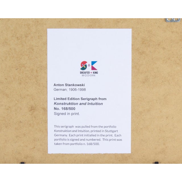 Printmaking Materials 1995 “Konstruktion and Intuition” Serigraph Print by Anton Stankowski For Sale - Image 7 of 7