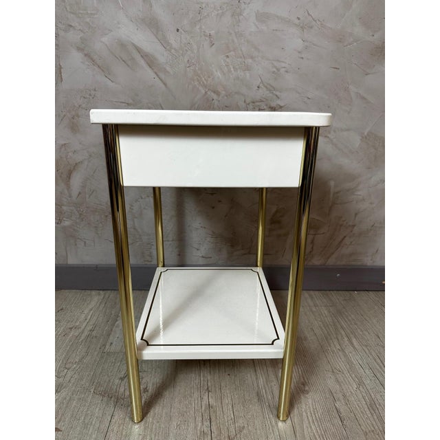 White Vintage Metal Bedside Table, 1980 For Sale - Image 8 of 12