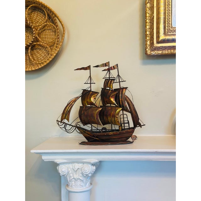 Vintage Metal Art Sailboat Sculpture For Sale In Charleston - Image 6 of 9
