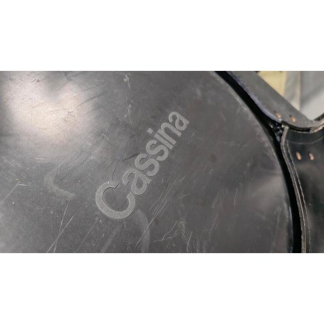 1970s Black Leather Cab Dining Chairs from Mario Bellini, Italy, 1970s, Set of 4 For Sale - Image 5 of 14