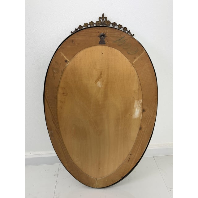 Oval Wall Mirror with Brass Edge in the style of Gio Ponti, 1950s For Sale - Image 11 of 12
