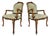 Late 20th Century Italian Chateau d'Ax Carved Armchairs in Suede With Brass NailHeads, Pair For Sale