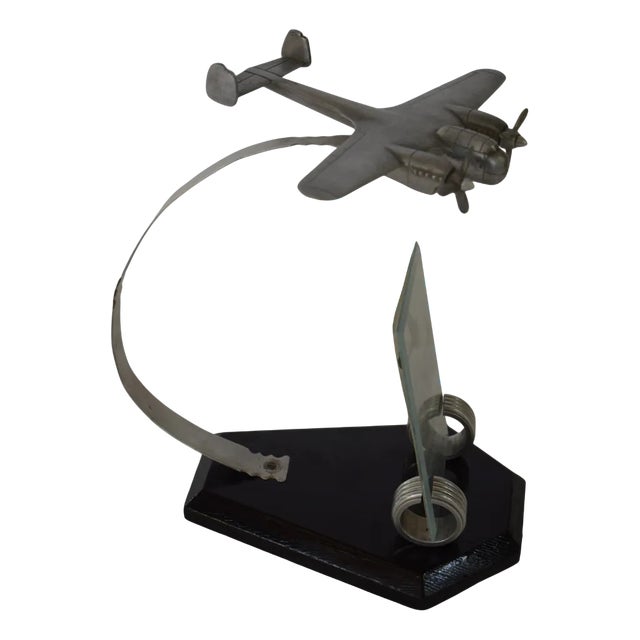 Large Aircraft Model Do 17 with Photo Frame in Polished Aluminum, 1930s For Sale