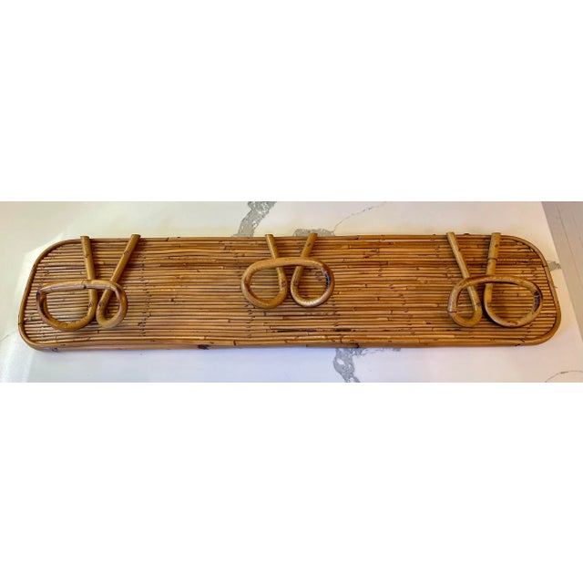 Italian Reed and Bamboo Coat Rack, Wall Mount, Style of Gabriella Crespi 1950s Italian Mid Century For Sale In Los Angeles - Image 6 of 6