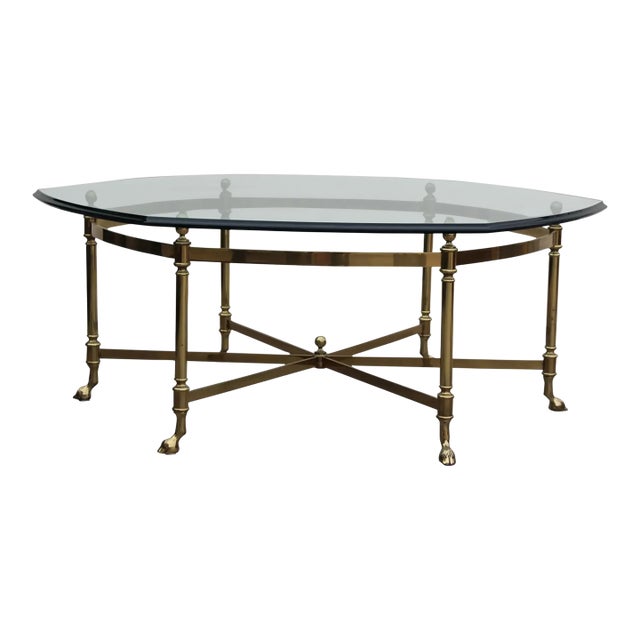 Late 20th Century Vintage La Barge Style Brass Coffee Table For Sale