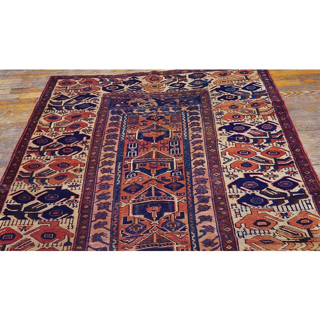 19th Century W Persian Kurdish Sanjabi Carpet ( 5' x 6'6" - 153 x 198 ) Handmade antique NW Persian carpet. Woven, circa...