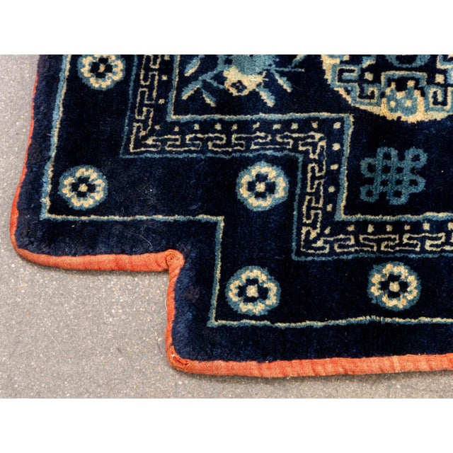 Chinese Pao Tao Blue Saddle Rug, 4' 2" X 2' For Sale - Image 4 of 8
